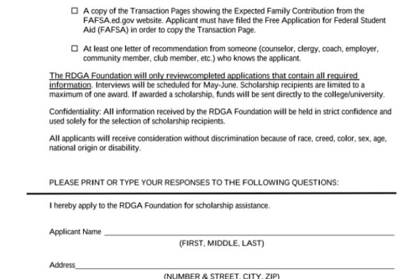 2019 Foundation Scholarship Application FINAL